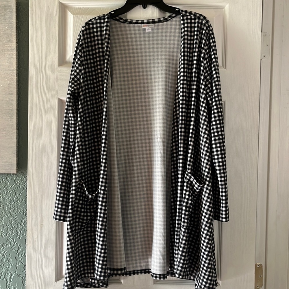 LuLaRoe black and white cardigan size L